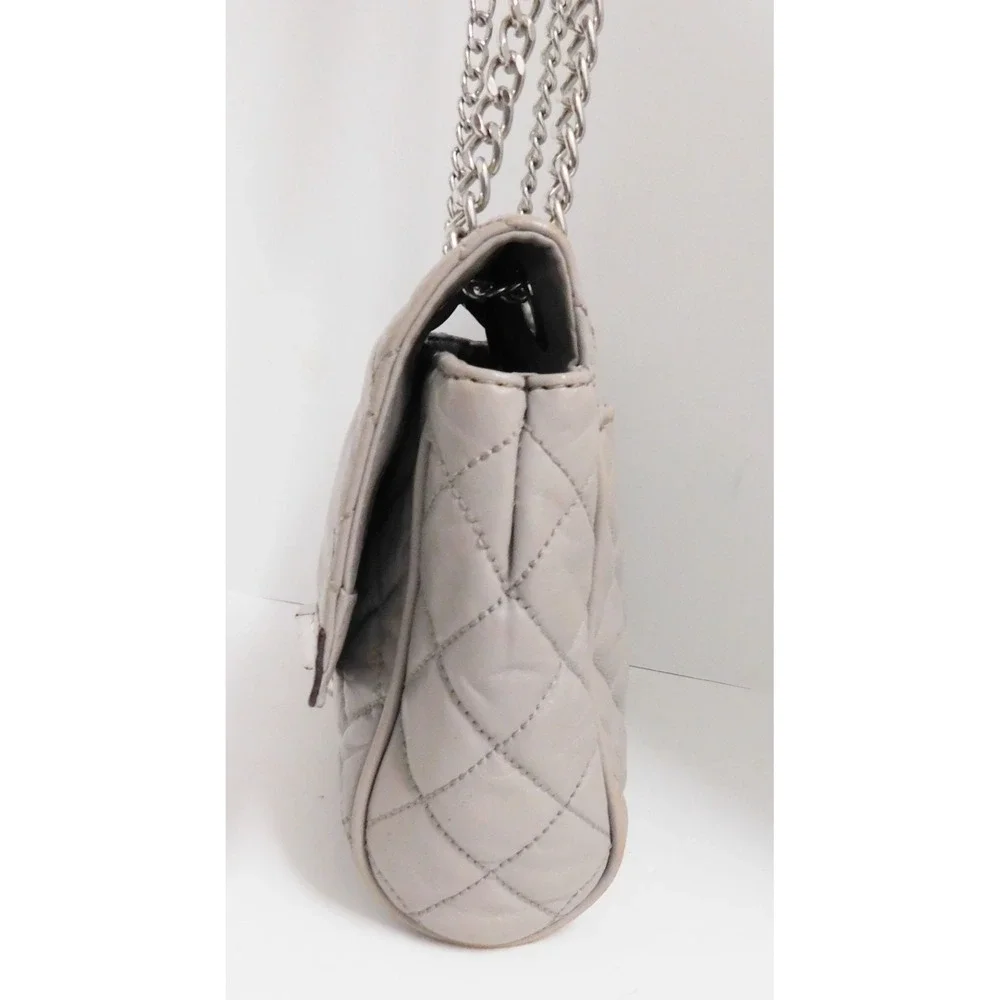 Michael Kors‎ Gray Quilted Leather Turn Lock Shoulder Crossbody Bag